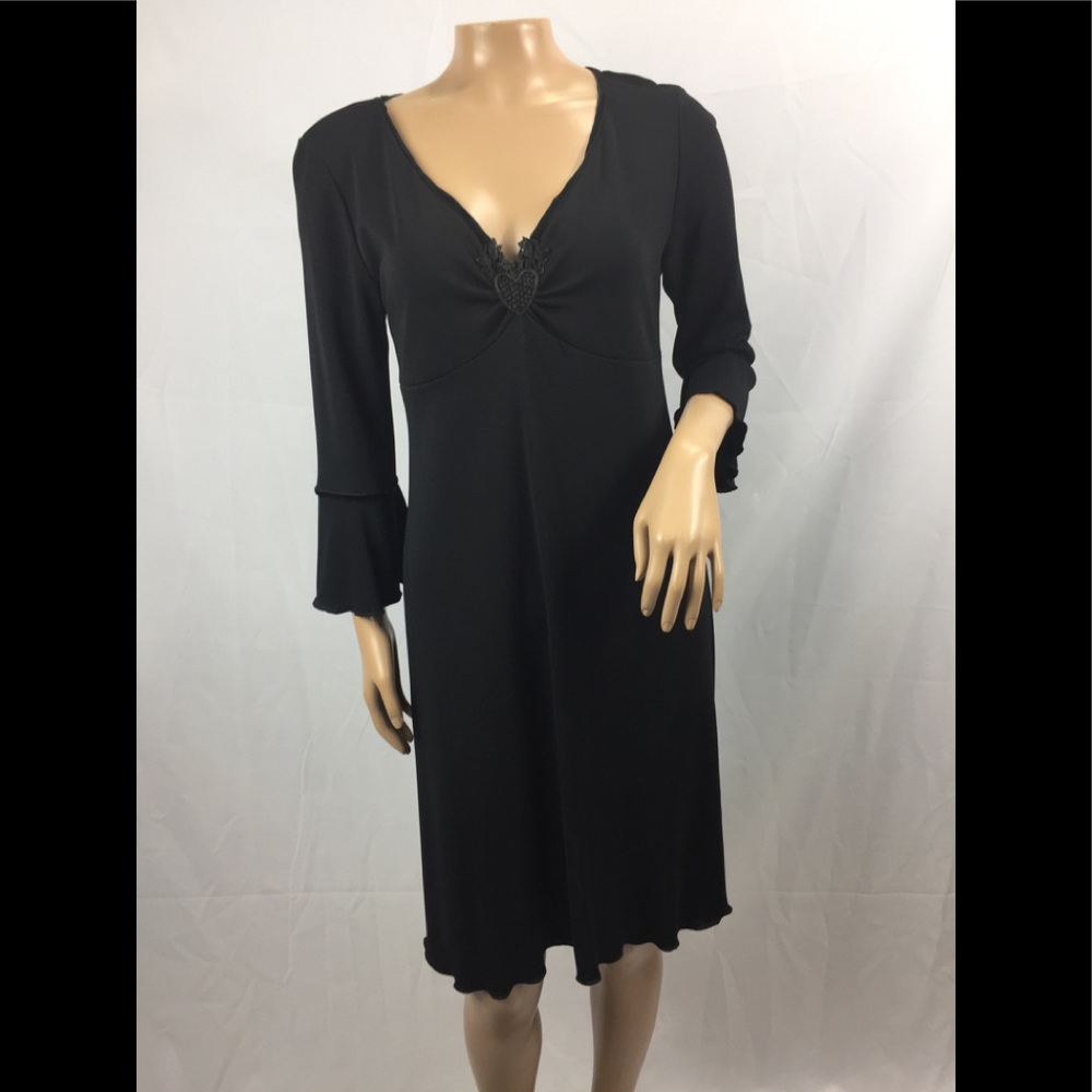 Max Studio black dress flat sleeves romantic